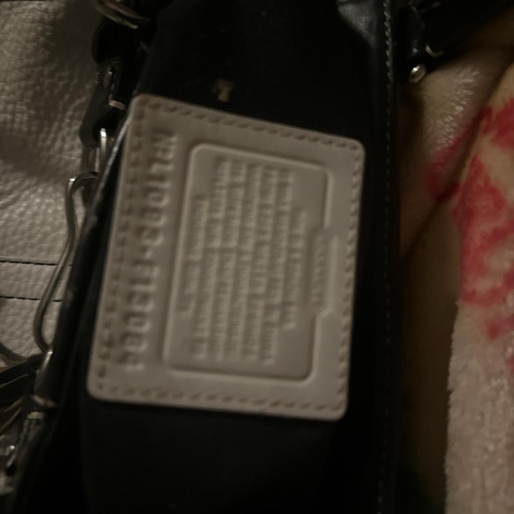 Coach White Pebbled Leather Satchel with Black Trim – Classic Structured Tote - Picture 7 of 8